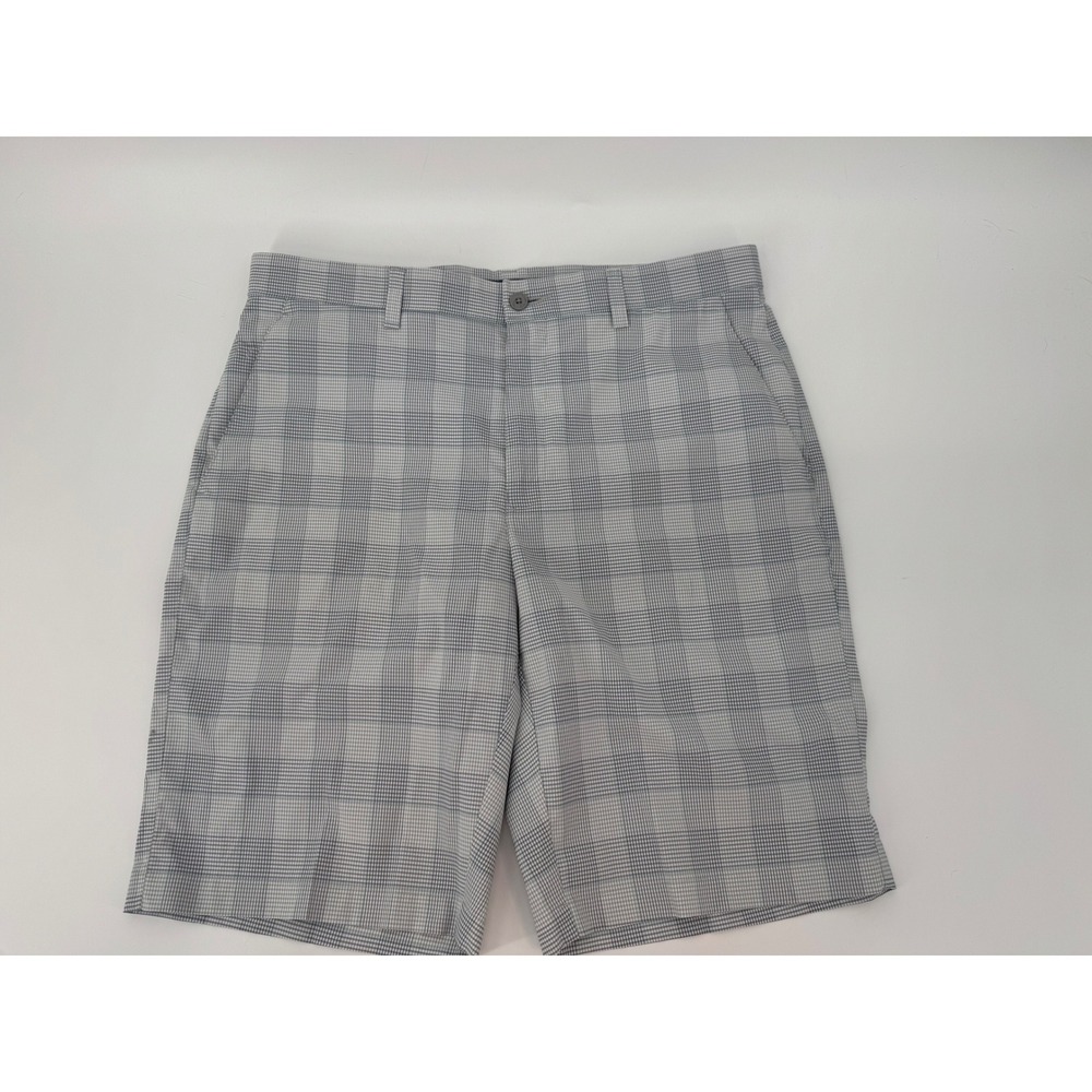 PGA Tour Mens Grey Plaid Golf Shorts Size 34 Stretch Flat Front Performance